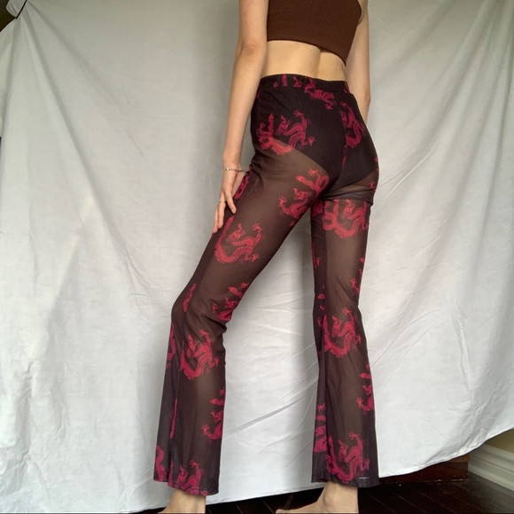 Dragon Printed Mesh Pants w Built in Undershorts - Picture 2 of 8